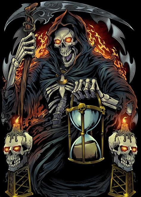 Grim Reaper With Hourglass Greeting Card By Flyland Designs