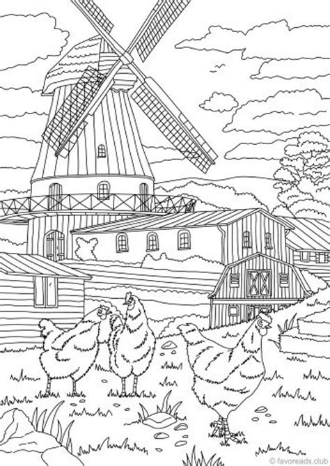Farm Life Bundle 10 Printable Adult Coloring Pages From Etsy