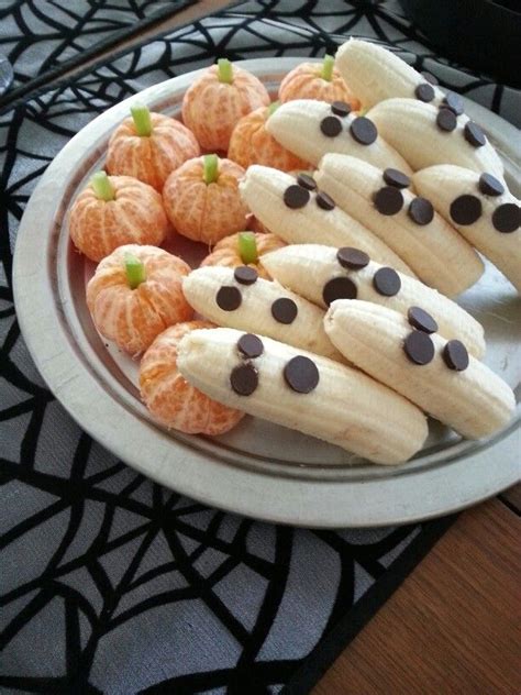 Healthy Halloween Themed Snacks Banana Ghosts And Clementine