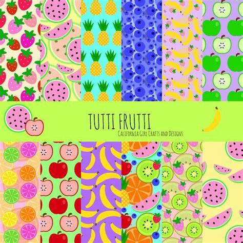 Tutti Frutti Fruit Pattern Digital Paper 12 By 12 Inch Instant