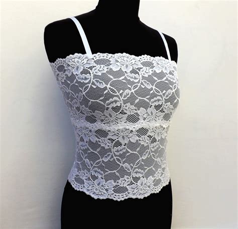 White Bridal Sheer Elastic Lace Tank Top Camisole Etsy In 2020 Lace
