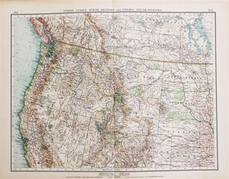 Large 1900 Antique Times Map North America Continent Usa Etsy
