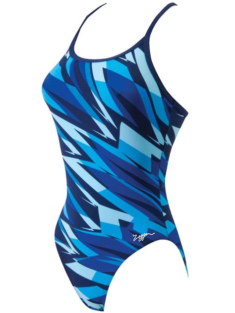 Zoggs Waikiki Flyback Blue And Navy Womens One Piece Swimsuit