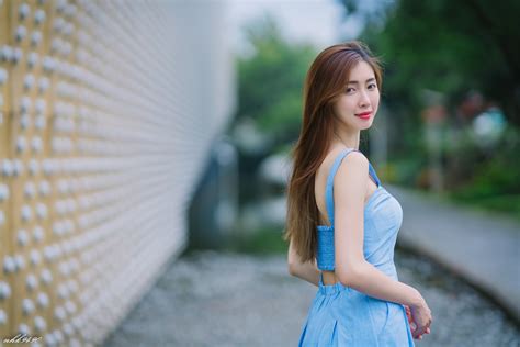 wallpaper asian women model long hair brunette depth of field 2048x1366 naenia
