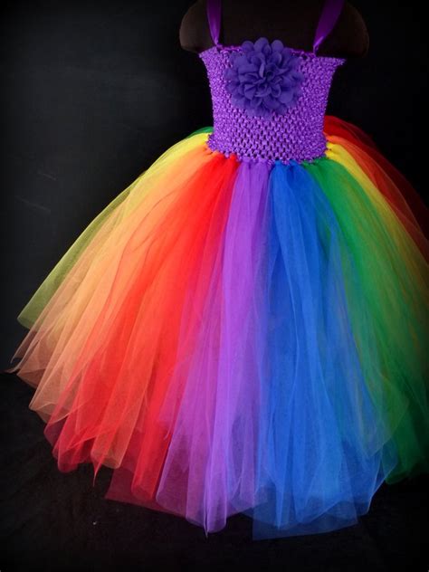 Long Rainbow Tutu Dress Mayhem Creations