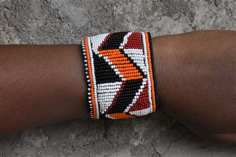 On Sale Beaded African Leather Bracelets Kenyan Flag Bracelet Etsy