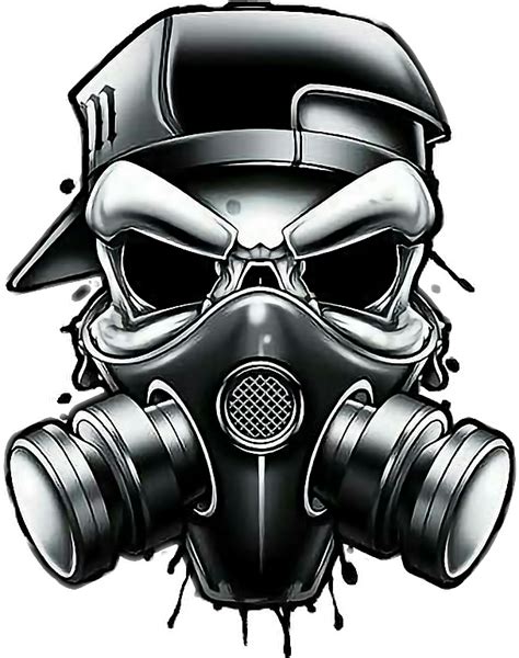 Drawn Gas Mask Gangster Gas Mask Skull Drawing Transparent Cartoon