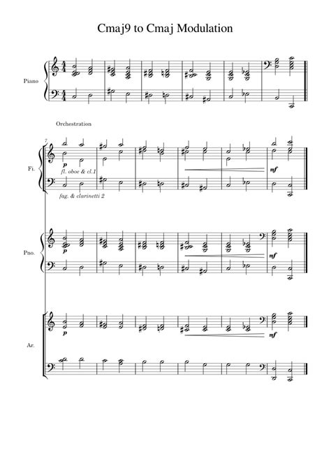 Cmaj9 To Cmaj Modulation Sheet Music For Piano Strings Group
