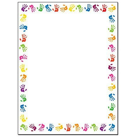 Childrens Hands Border Stationery 85 X 11 60 Letterhead Sheets