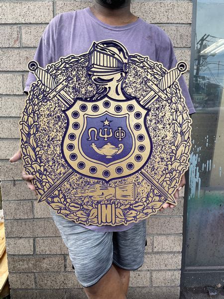 Omega Psi Phi Shield 1923 Painted 24 Tall Creative Cnc Carvings