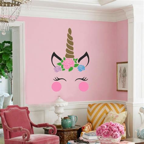Searching for horse wall art? Unicorn with Flower Crown Vinyl Wall Decal | Etsy | Unicorn room decor, Kid room decor, Diy ...