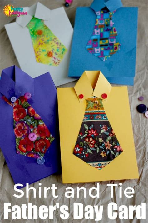 These fathers day homemade card ideas are perfect to make with your toddlers, preschoolers, kindergartners, grade 1, grade 2, grade 3, grade 4 so many fabulous ideas for kids to make father's day special this year! Shirt and Tie Father's Day Card with Fabric Necktie ...