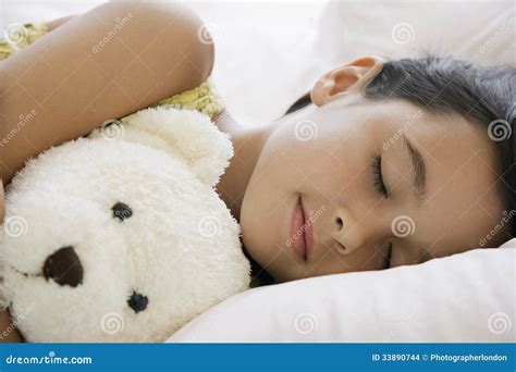 Girl Sleeping In Bed With Teddy Bear Stock Images Image 33890744