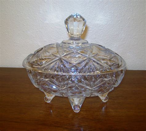 Floral pattern oval candy dish with lid. ON SALE Lead Crystal Candy Dish Oval with Lid and 4 feet