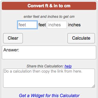 Welcome to our feet to inches (ft to in) conversion calculator. Height Converter ft and in to cm