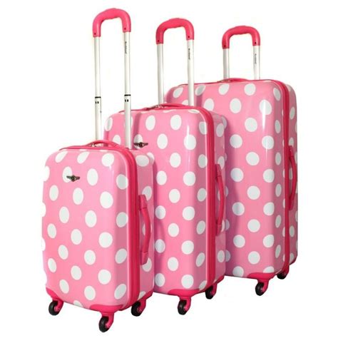 Cute Pink Polkadots Lugga Set Designed For Girls Kids Luggage