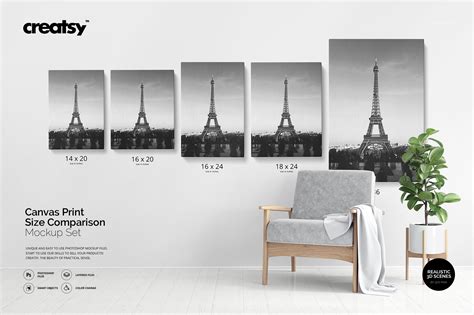 Download Canvas Print Size Comparison Mockup | Creative Photoshop Templates ~ Creative Market