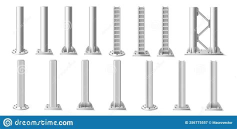 Metal Poles Realistic Set Stock Vector Illustration Of Icons 256775557