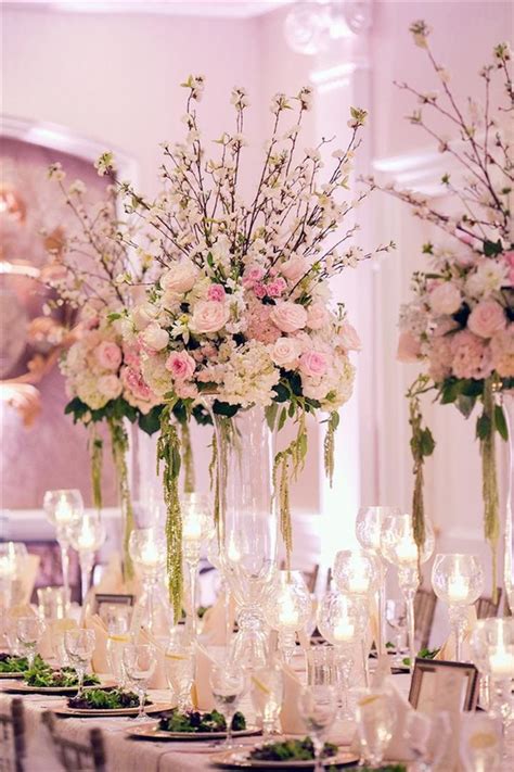 White And Pink Flowers Wedding Centerpiece Idea Deer