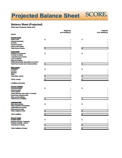 Printable Balance Sheet Business