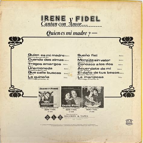 Irene Y Fidel Cantan Con Amor Open Vinyl Del Bravo Record Shop