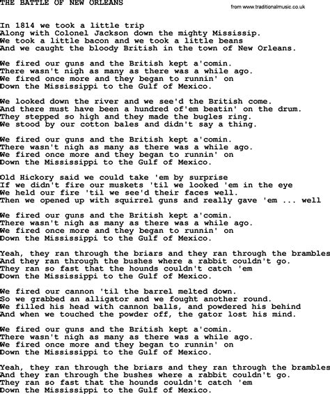 I'm the train they call the city of new orleans. Johnny Cash song: The Battle Of New Orleans, lyrics