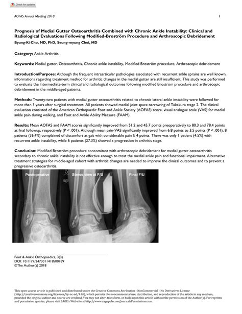 Pdf Prognosis Of Medial Gutter Osteoarthritis Combined With Chronic