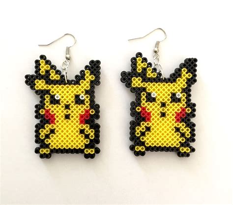 Pokemon Pikachu Perler Bead Earrings Perler Bead Pokemon Pokemon Go