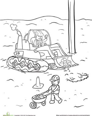 Construction free printables coloring pages are a fun way for kids of all ages to develop creativity, focus, motor skills and color recognition. Construction Yard | Worksheet | Education.com