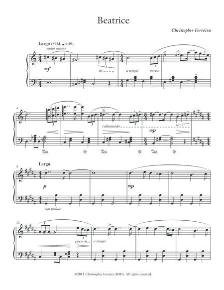Beatrice By Christopher Ferreira Digital Sheet Music For Score