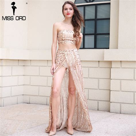 Buy Missord 2018 Sexy Off The Shoulder Bra Two Pcs High Split Maxi Dress Ft8291