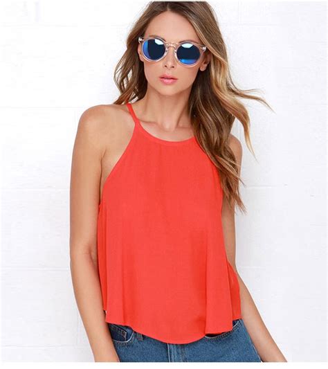 2018 Summer Woman Camis Sexy Hollowed Out Shirt Tops Back Slit Casual Chiffon Vest Fashion Girl