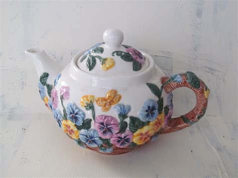 Beautiful Vintage Floral Teapot Decorative Ceramic Teapot Etsy