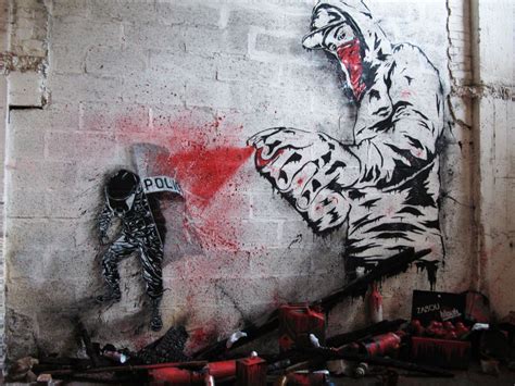 Riot By Blouh And Zabou Street Art Utopia Street Art Banksy Street