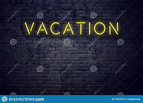 Night View Of Neon Sign With Text Vacation Stock Illustration
