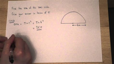 Now, just plug 5 centimeter (2.0 in) into the formula to get your answer. Area : How to find the area of a semi-circle - YouTube