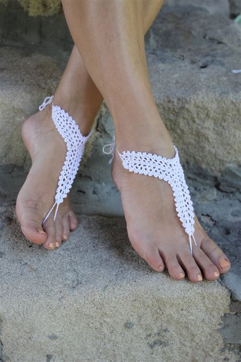 Crochet Barefoot Sandalsbeach Barefoot Sandalsbridesmaid Etsy
