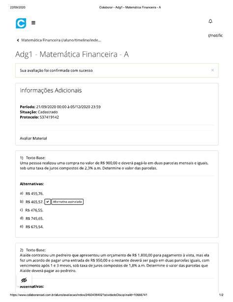 Adg1 - Matemática Financeira - A