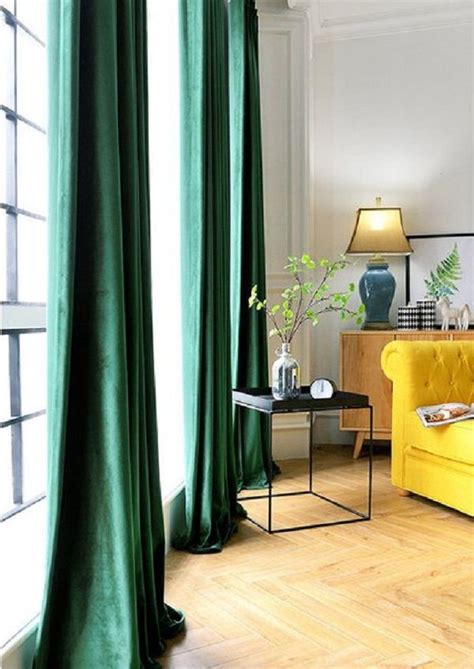 Velvet Emerald Green Living Room Curtains Glamour Living Room Decor