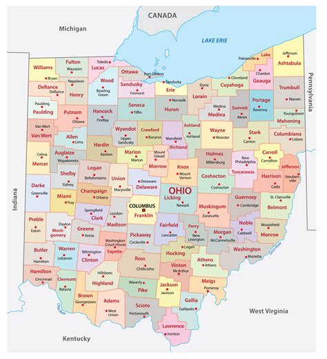 Printable County Map Of Ohio