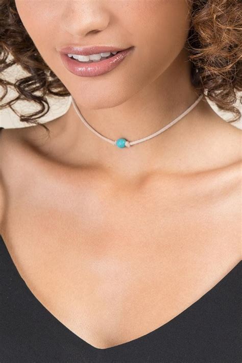 Adley Suede Turquoise Choker Turquoise Choker Semi Precious Stone