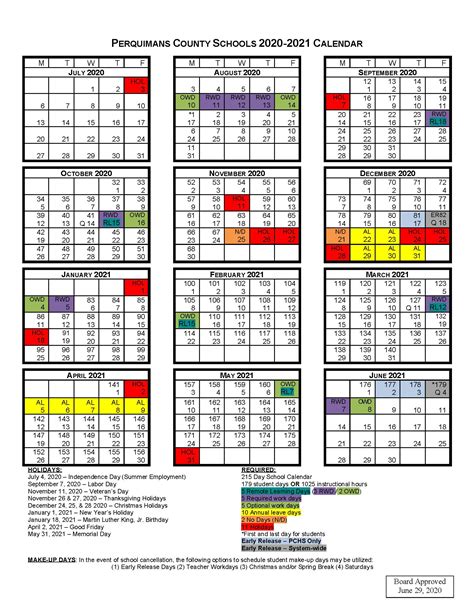 School Calendar 2020 2021 Perquimans School District