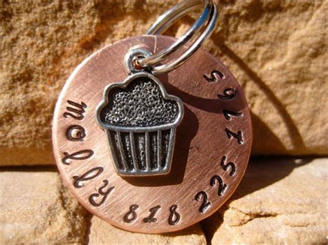 The Molly 011 Unique Handstamped Pet Id Tag Silver Etsy