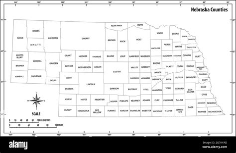 Nebraska State Outline Administrative And Political Vector Map In Black
