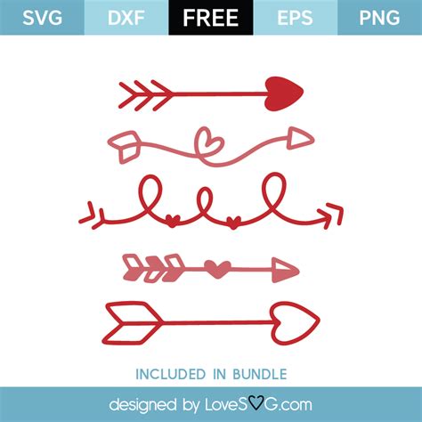 Free Heart Arrows Svg Cut File
