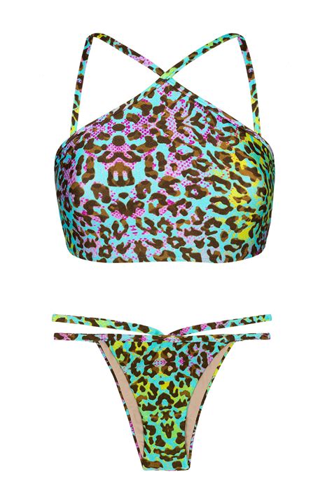 Multicoloured Leopard Print Crop Top Bikini Morumbi Cropped Rio De Sol