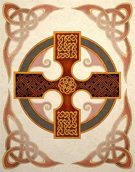 Celtic Art Print Cross With Knot Design Wall Decor In 2021 Celtic Art