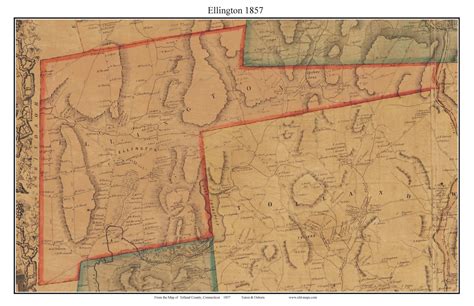 Ellington Connecticut 1857 Tolland Co Old Map Custom Print Old Maps