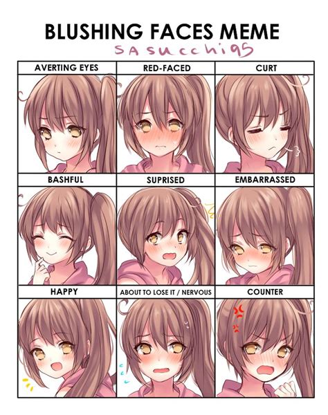 Blushing Faces Meme Sasu By Sasucchi Anime Faces Expressions Blushing Anime Blushing Face