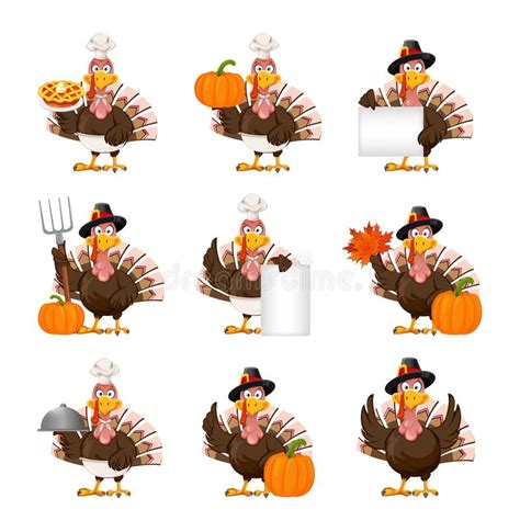 Funny Cartoon Character Thanksgiving Turkey Bird Stock Vector